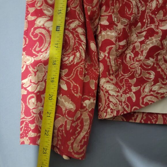 Red Baroque Print Jacket Women's Large Lightweight Inge Rojay Boulder CO - Picture 9 of 10